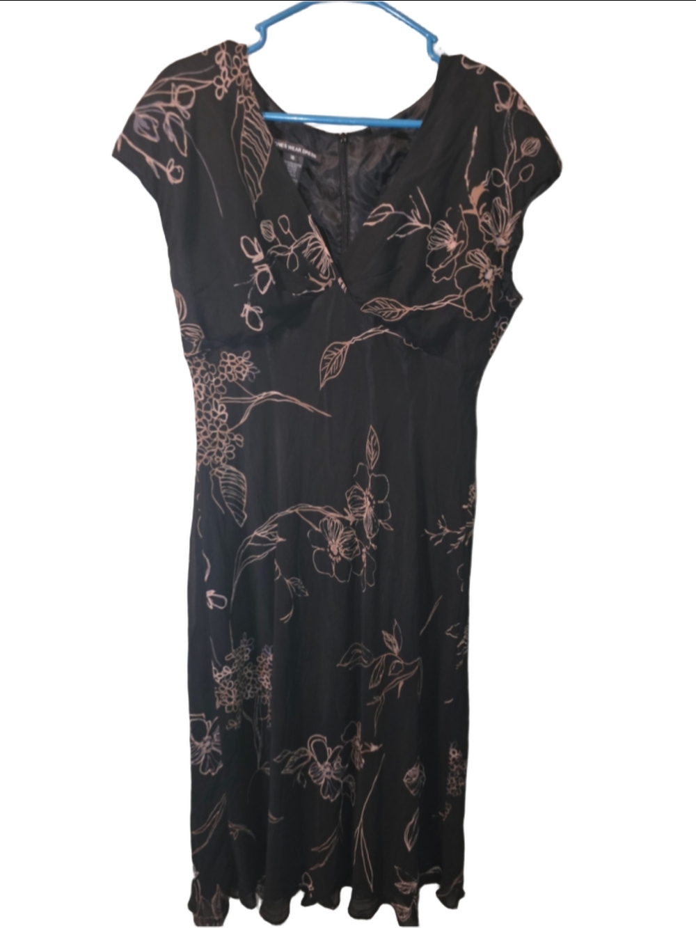 Women's Jones Wear Floral Midi Dress 16 Black and Beige boho-chic officewear